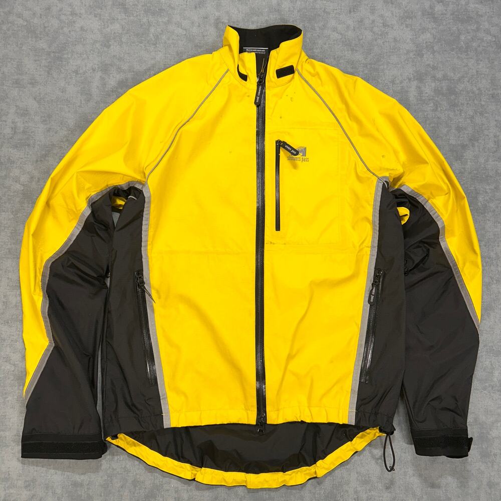 Vintage Showers Pass Touring Jacket Mens Medium Yellow Black Waterproof Cycling